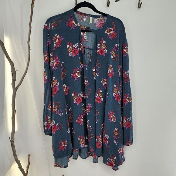 Free people electric orchard green floral mini dress tunic - Picture 1 of 13